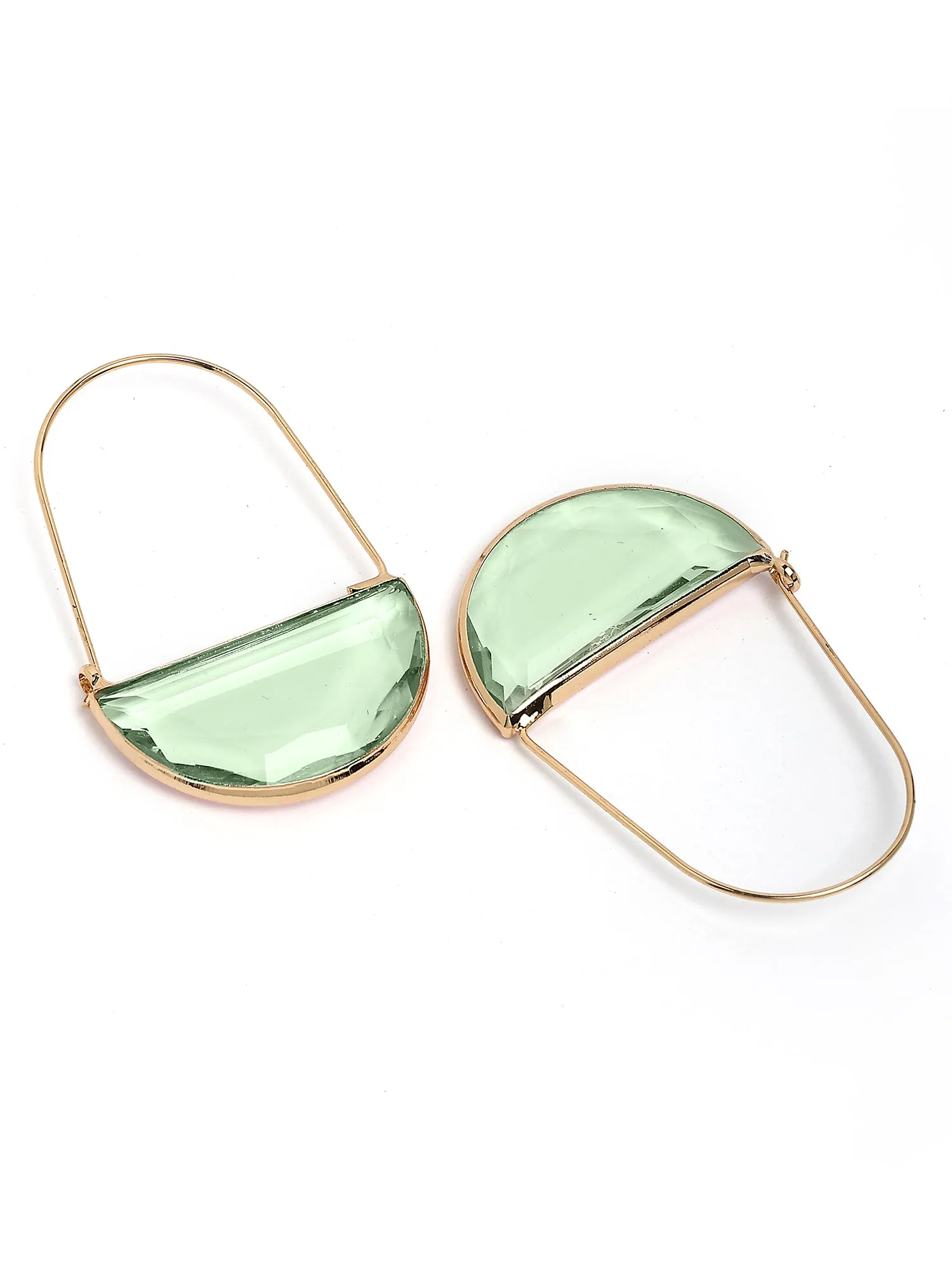 Bohey by KARATCART Gold-Plated Contemporary Green Hoop Earrings for Women