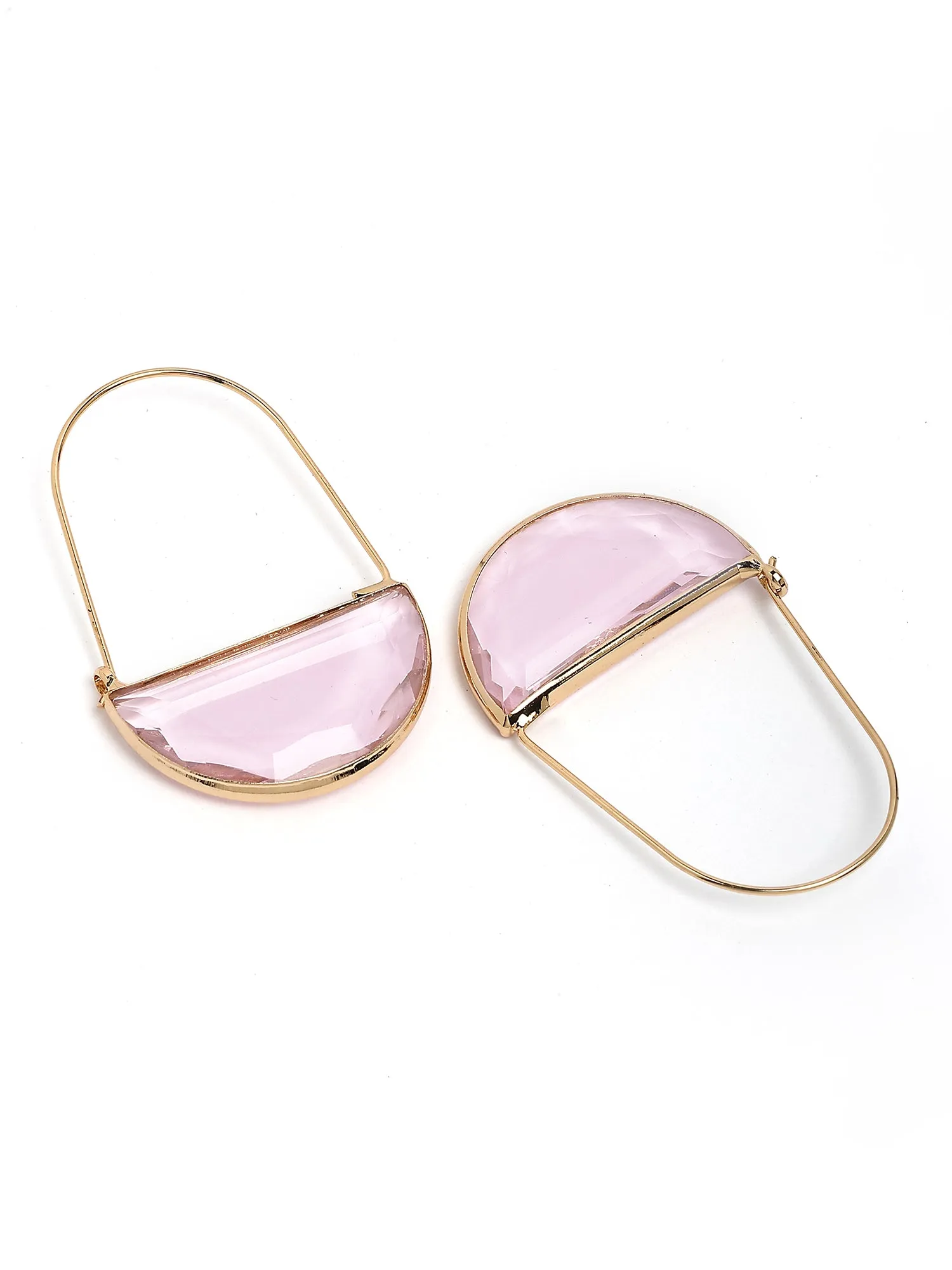Bohey by KARATCART Gold-Plated Contemporary Pink Hoop Earrings for Women