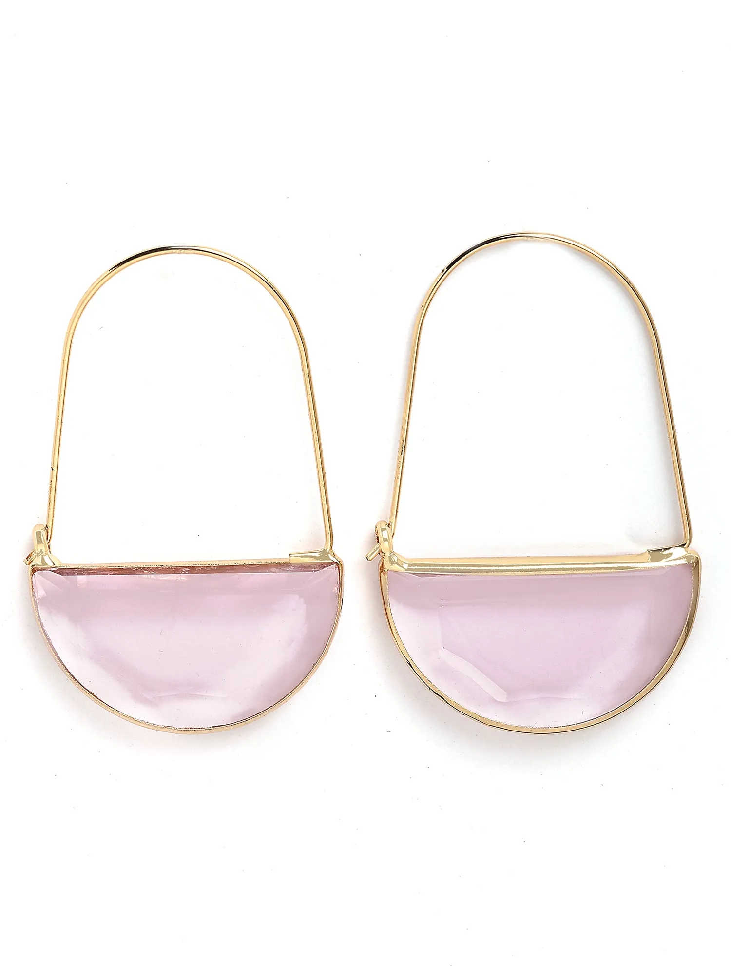 Bohey by KARATCART Gold-Plated Contemporary Pink Hoop Earrings for Women