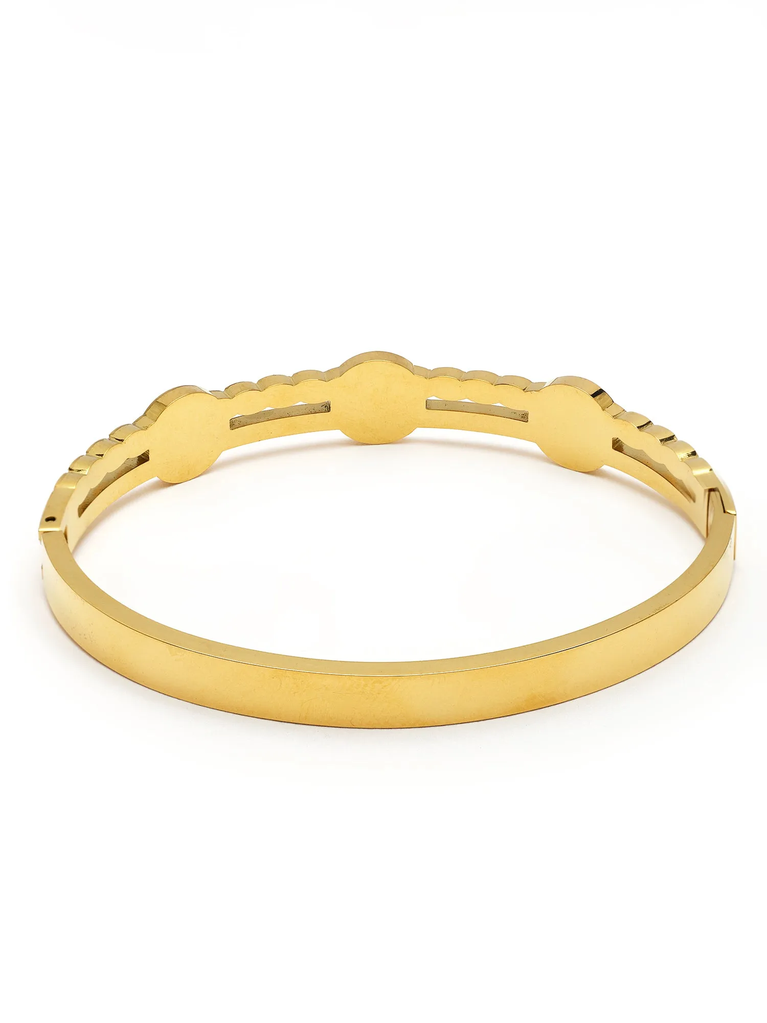 Bohey by KARATCART Gold-Plated Evil Eye & Cubic Zirconia Bangle-Style Bracelet for Women