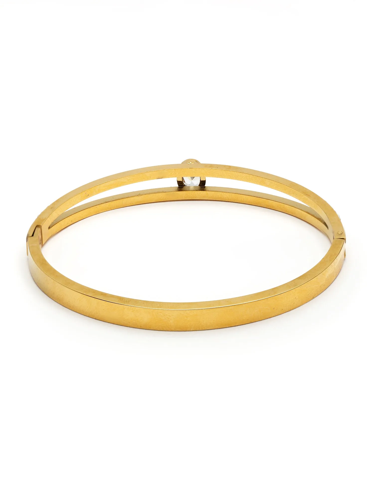 Bohey by KARATCART Gold-Plated White Cubic Zirconia Studded Bangle-Style Bracelet for Women