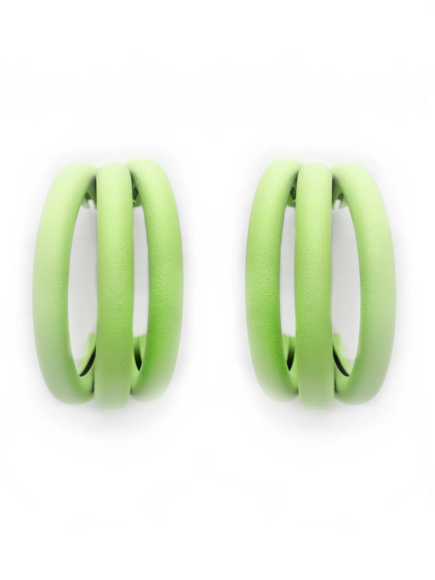 Bohey by KARATCART Matte Finish Light Green Half Hoop Earrings