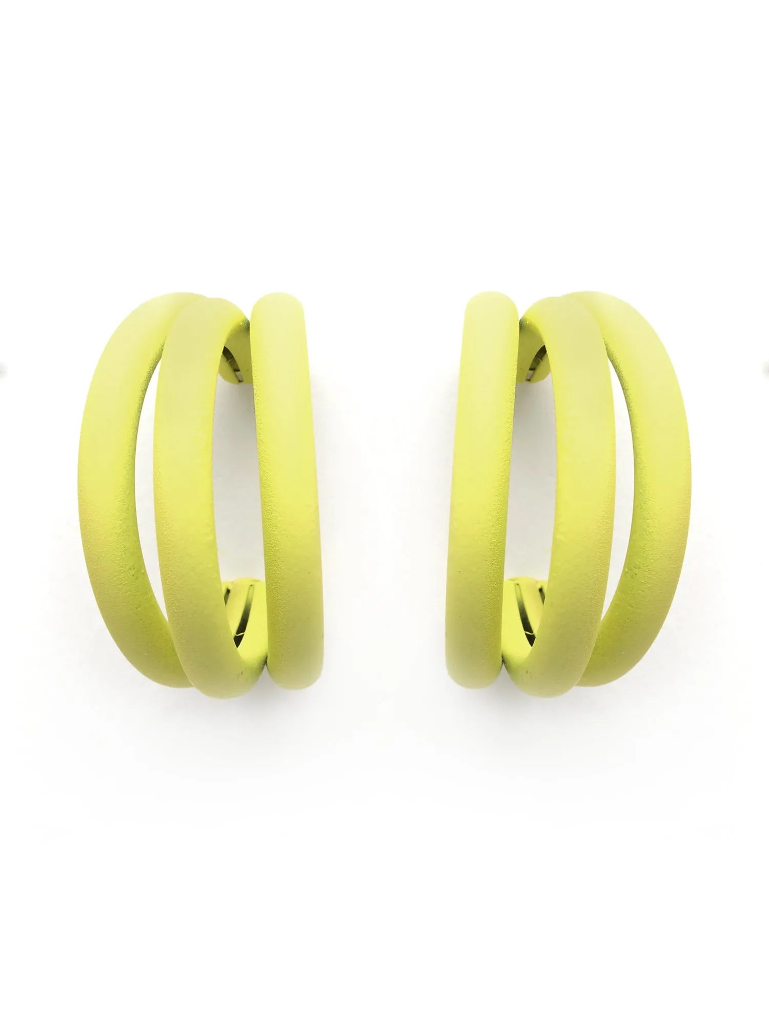 Bohey by KARATCART Matte Finish Yellow Half Hoop Earrings