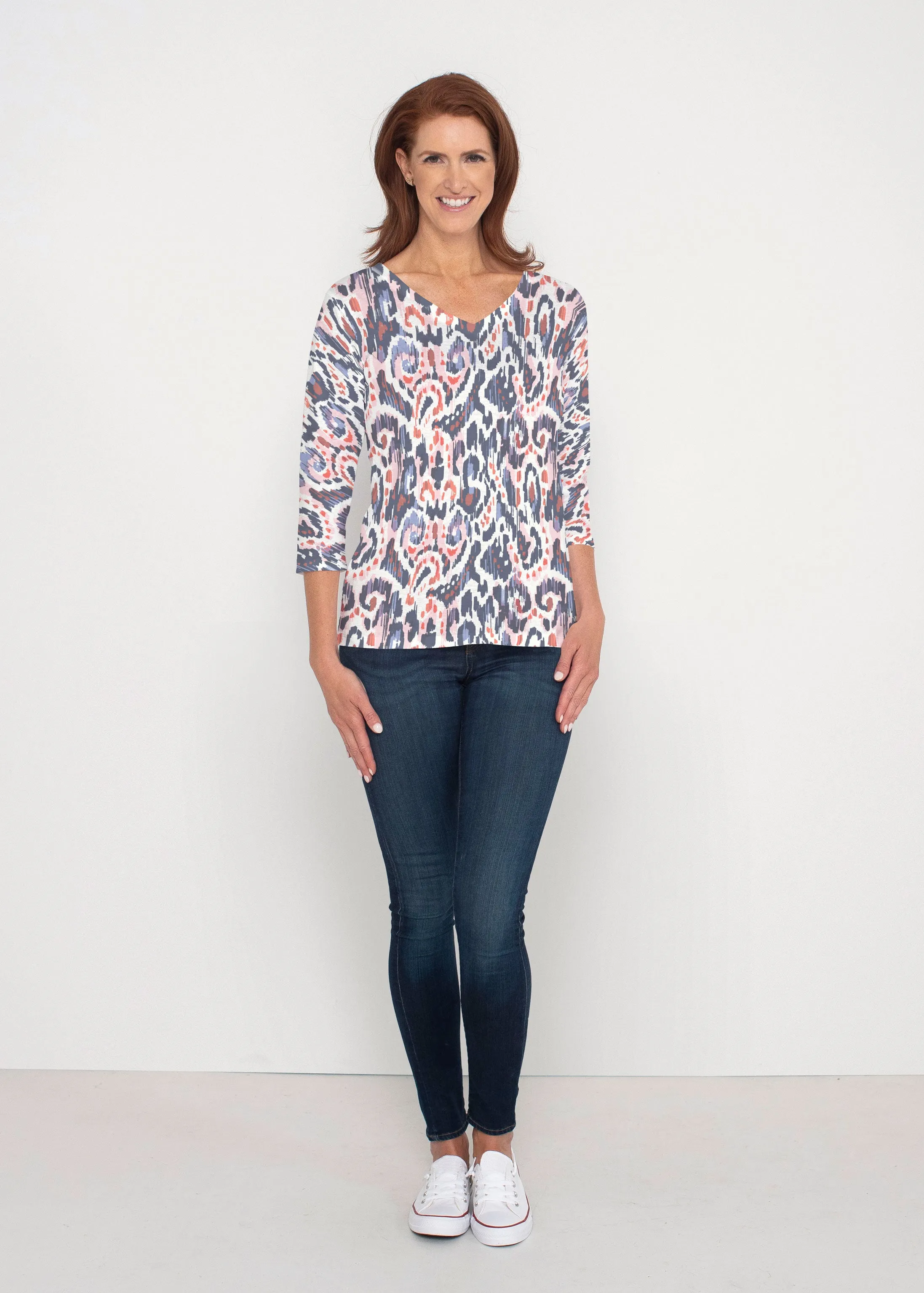 Boho Paisley (8054) ~ Signature 3/4 Sleeve V-Neck Top