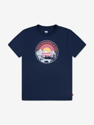 Boys Sunrise Over The Ridge T-Shirt in Navy