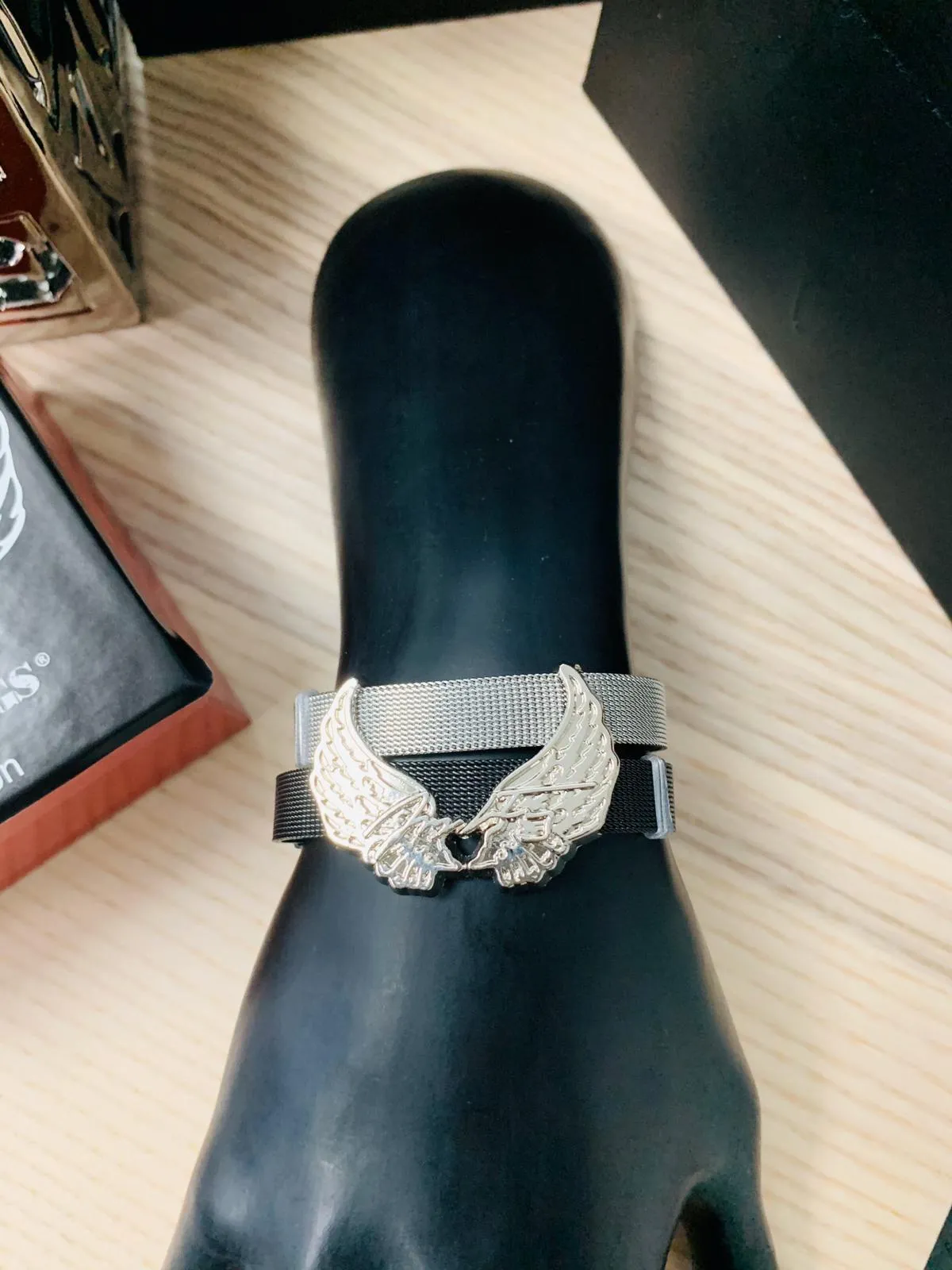 Bracelet Twins Stainless Steel Collection Color Silver / Black - Power Wings By Jullye Giliberti