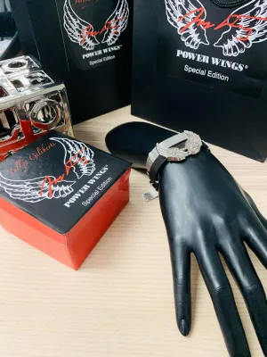 Bracelet Twins Stainless Steel Collection Color Silver / Black - Power Wings By Jullye Giliberti