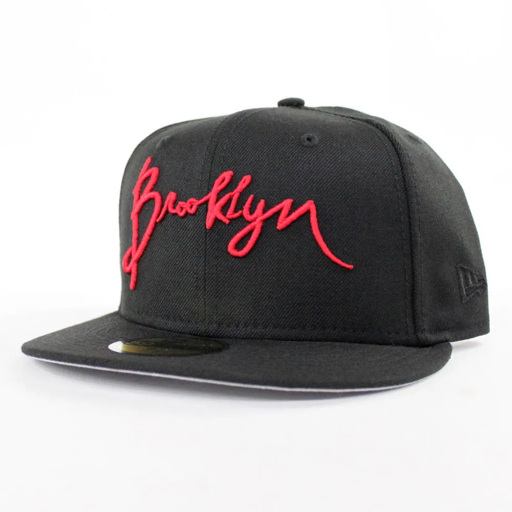 Brooklyn New Era 59Fifty Fitted Hat (Black Red Gray Under Brim)
