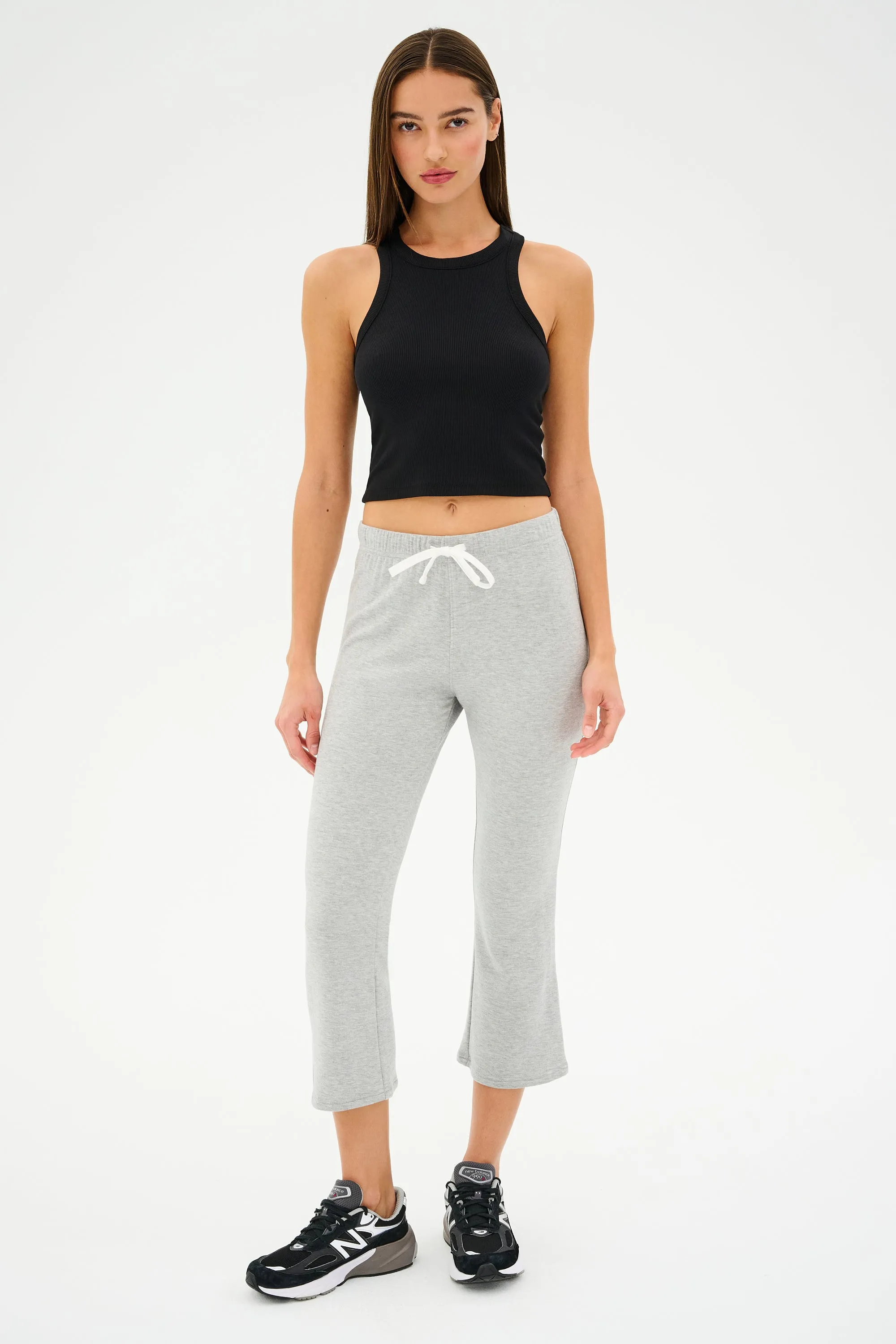 Brooks Fleece Cropped Flare - Heather Grey