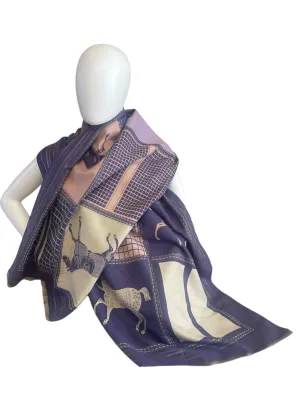 Brown And Purple Wool Horse Scarf