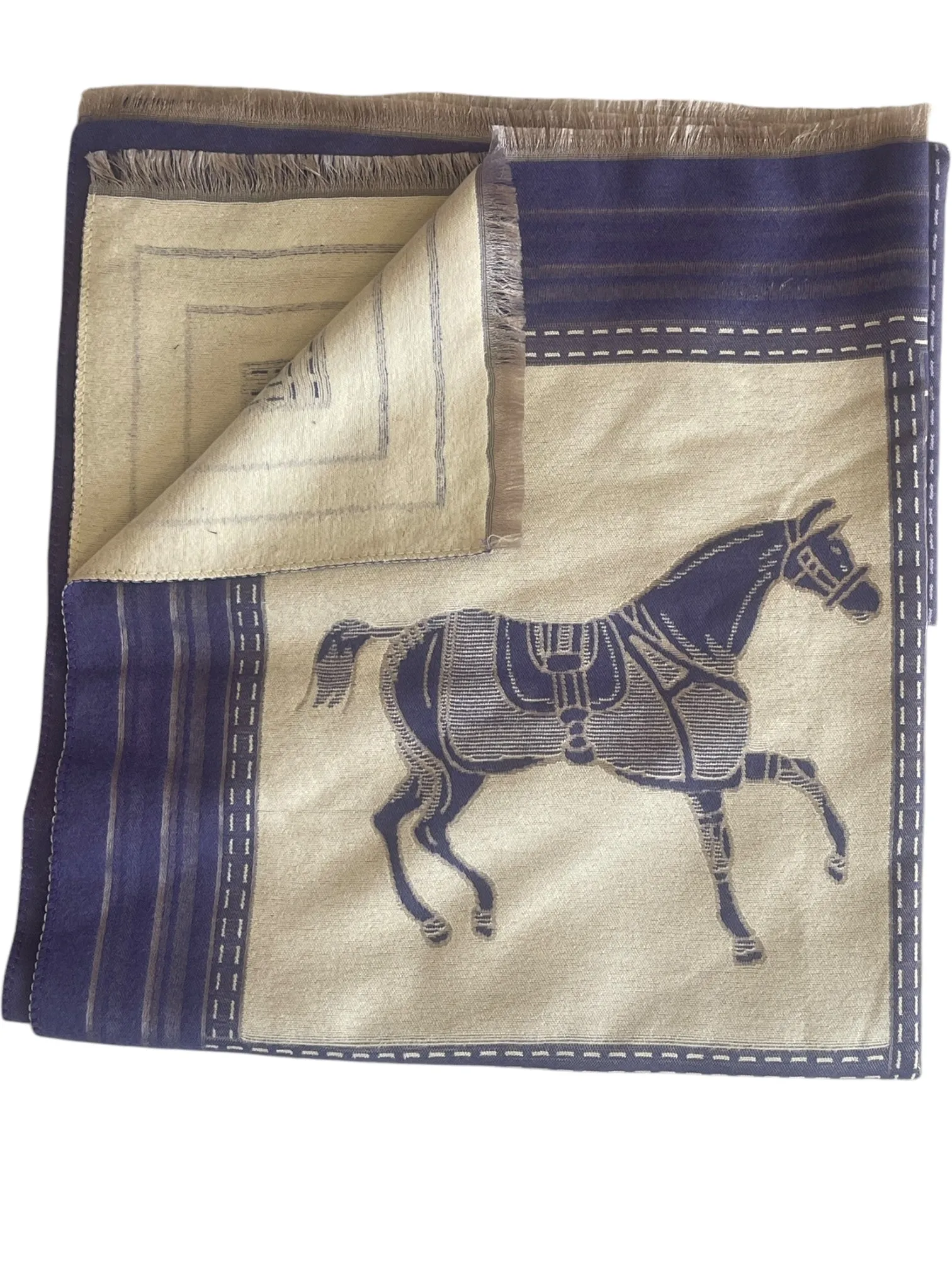 Brown And Purple Wool Horse Scarf