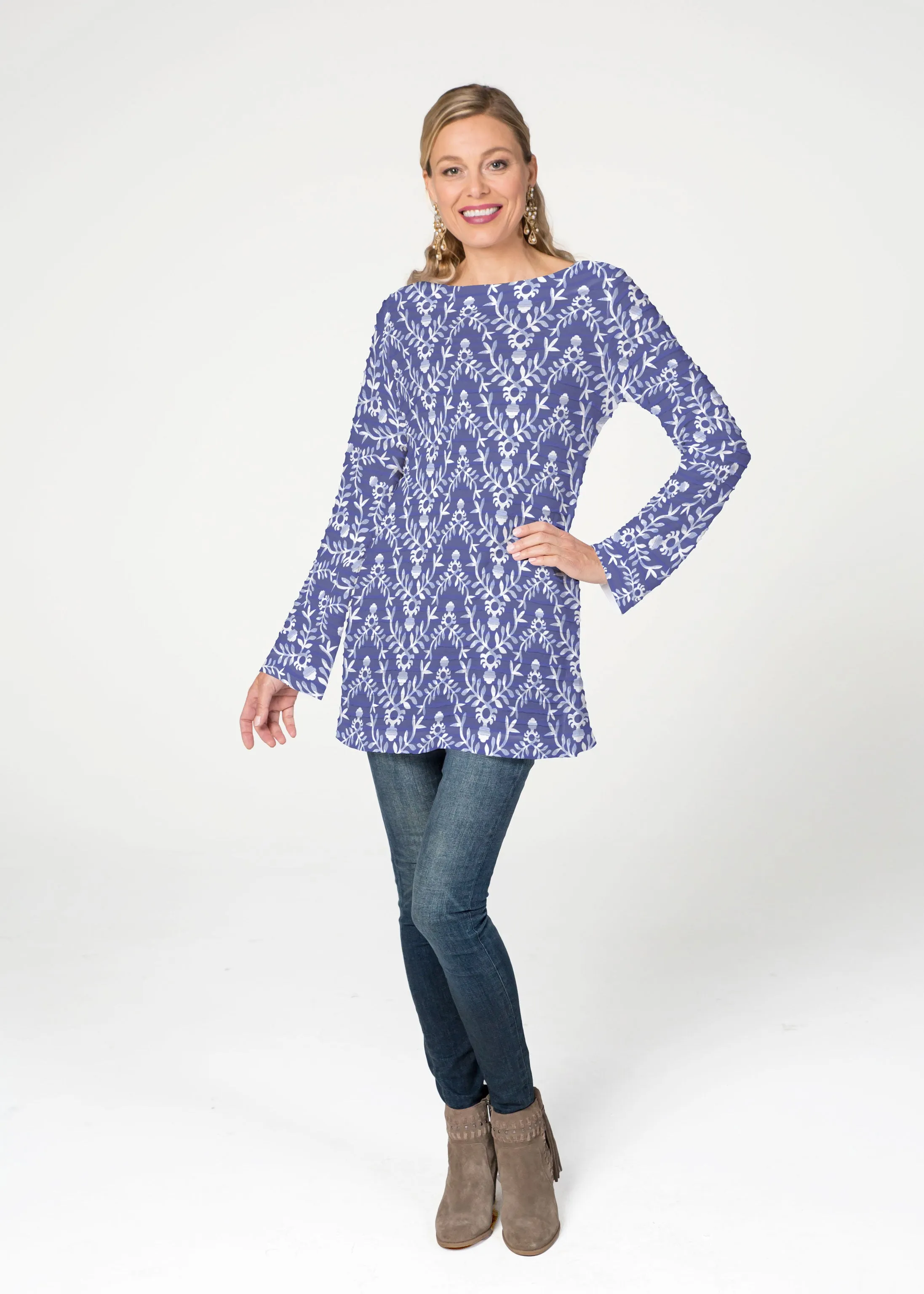 Budding Antlers (8030) ~ Banded Boatneck Tunic