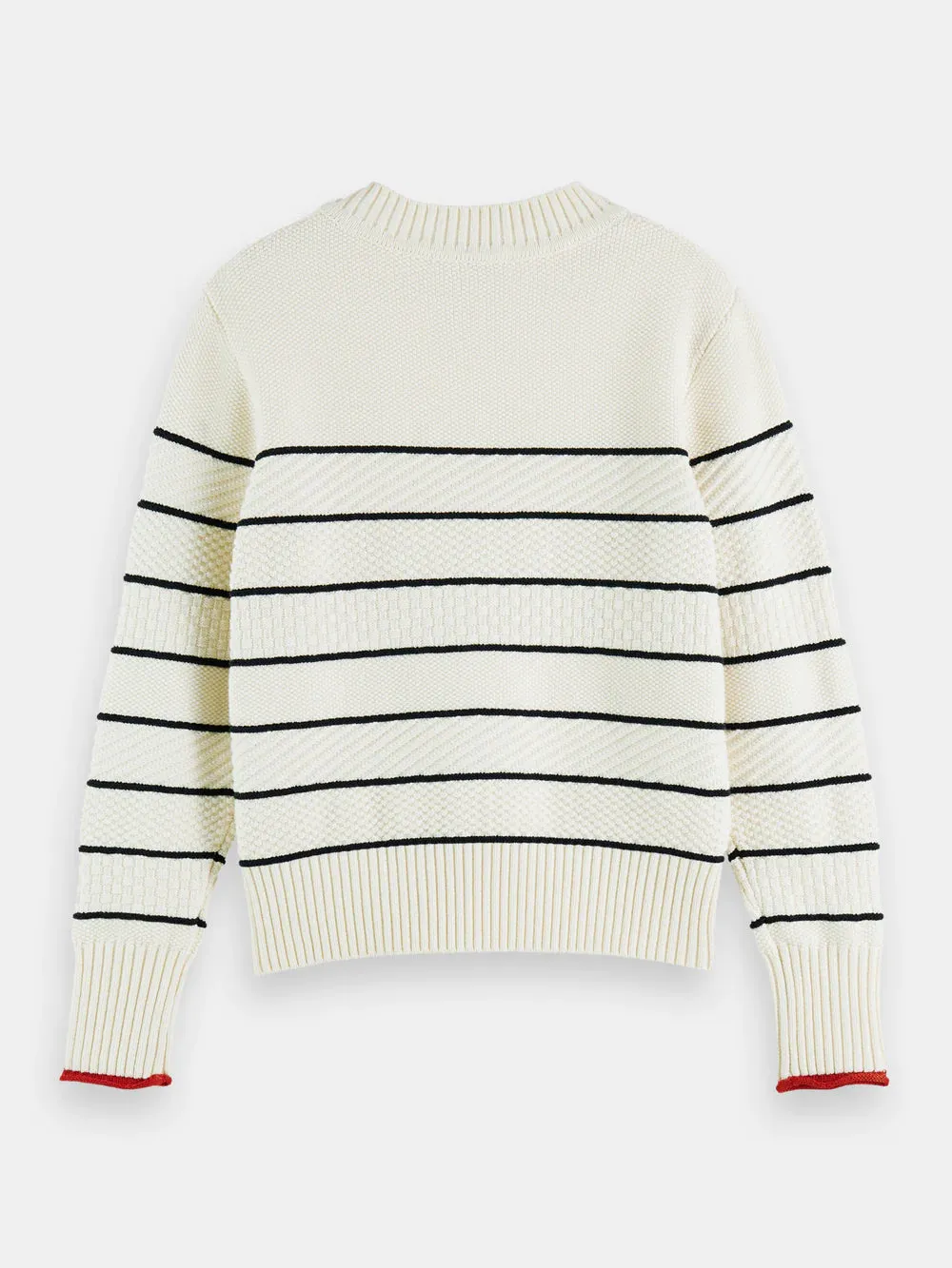Button Shoulder Striped Pullover - 173346