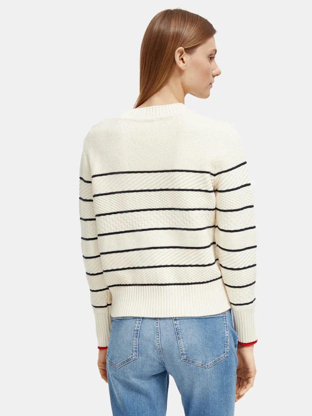 Button Shoulder Striped Pullover - 173346