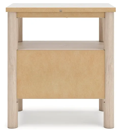 Cadmori Queen Upholstered Panel Bed with Mirrored Dresser and Nightstand