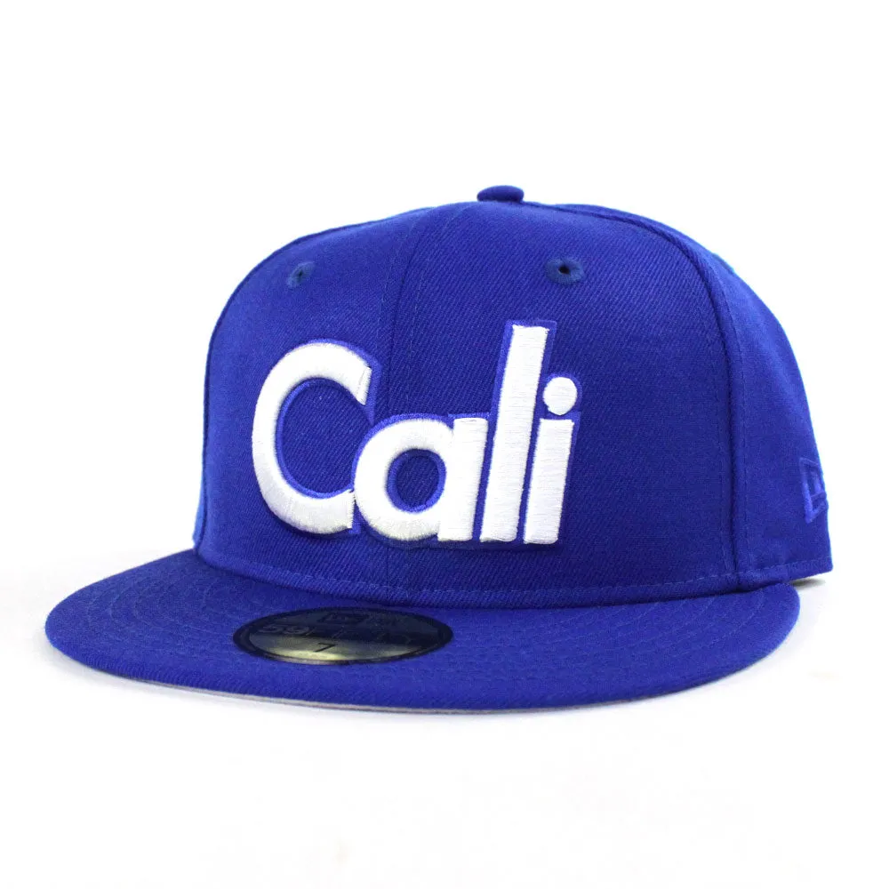 Cali New Era 59Fifty Fitted Hat (LOS ANGELES DODGERS COLORS Gray Under Brim)