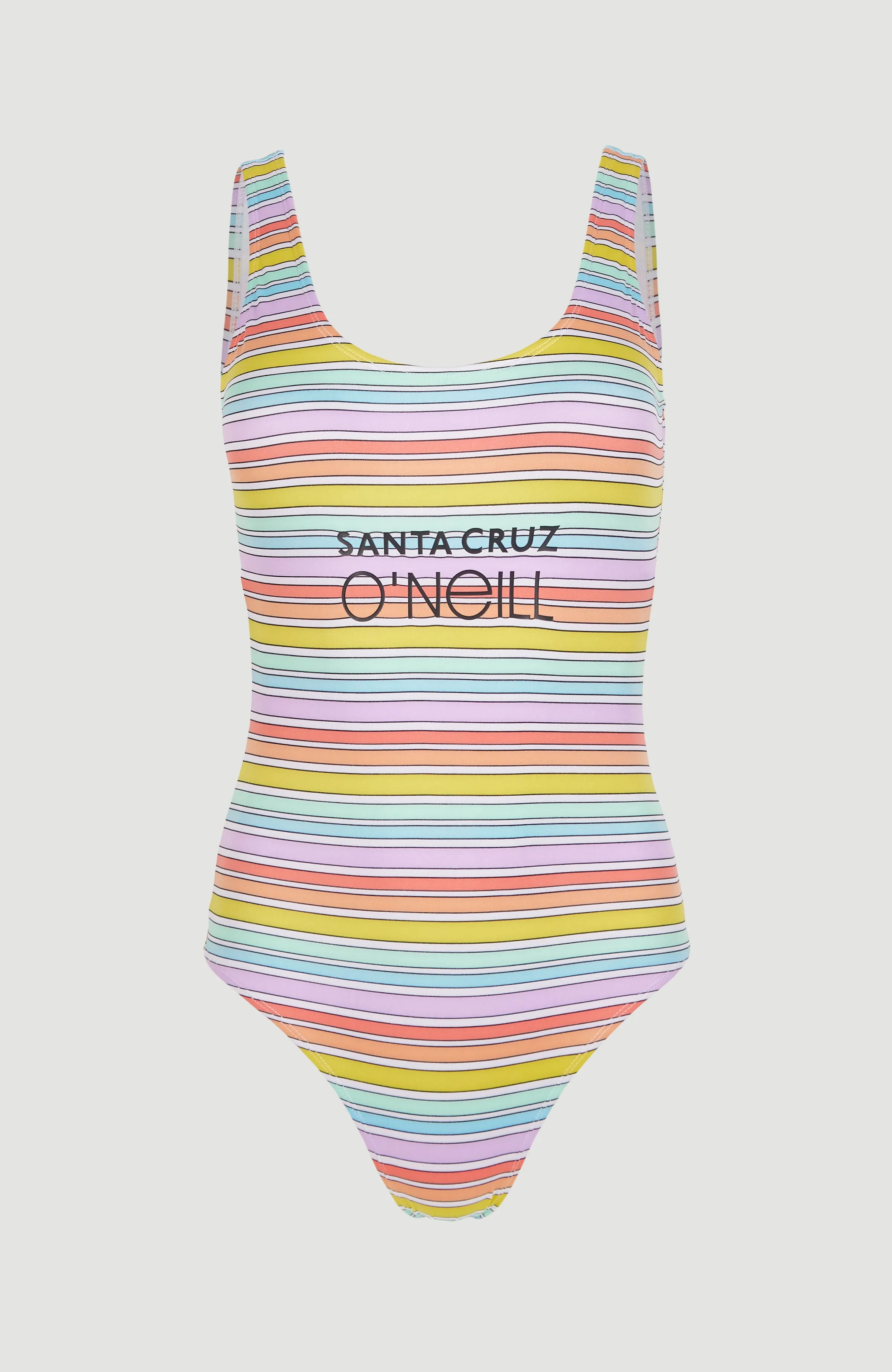 Cali Retro Badeanzug | Bright Multi Coloured Stripe