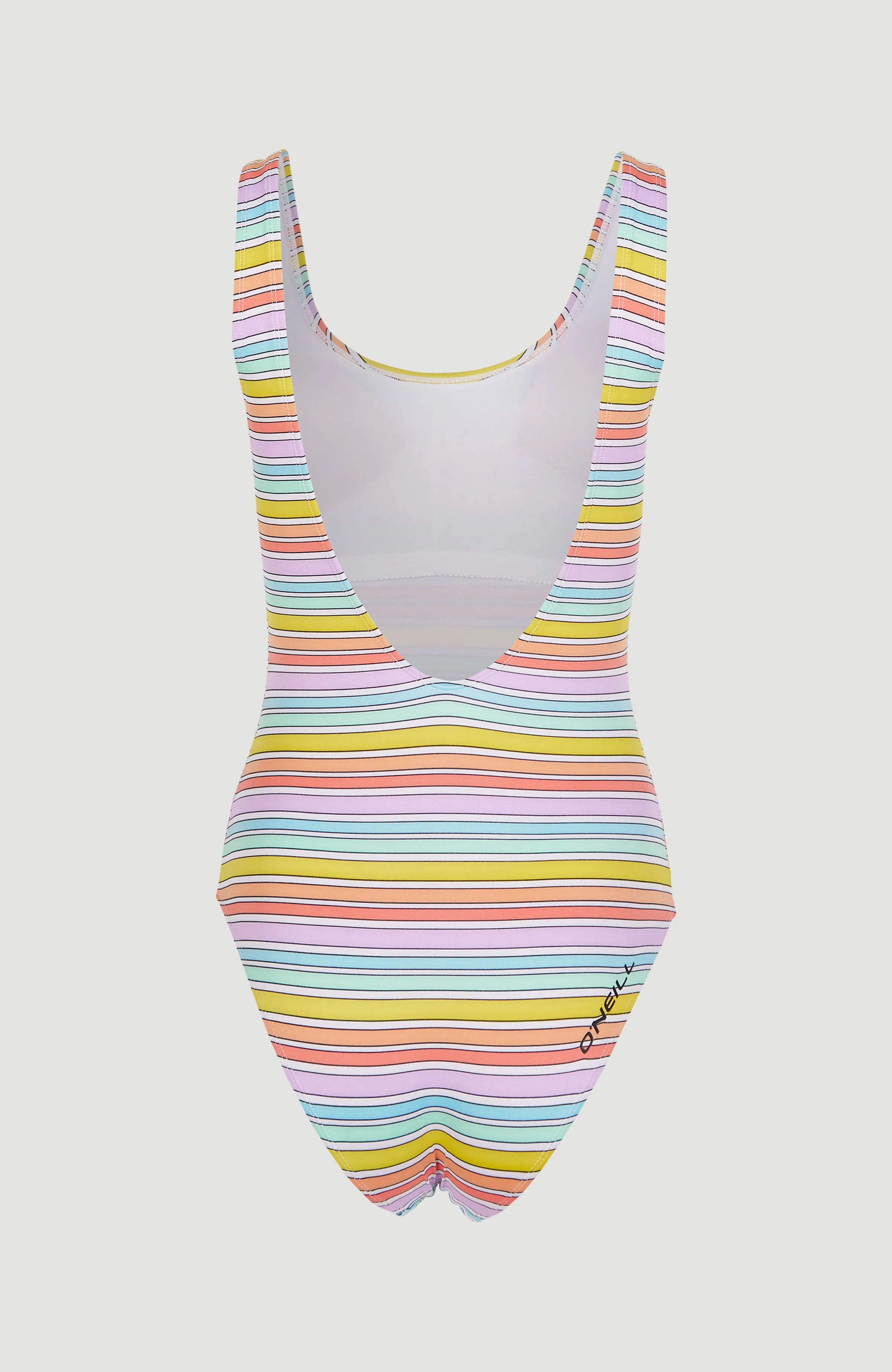 Cali Retro Badeanzug | Bright Multi Coloured Stripe