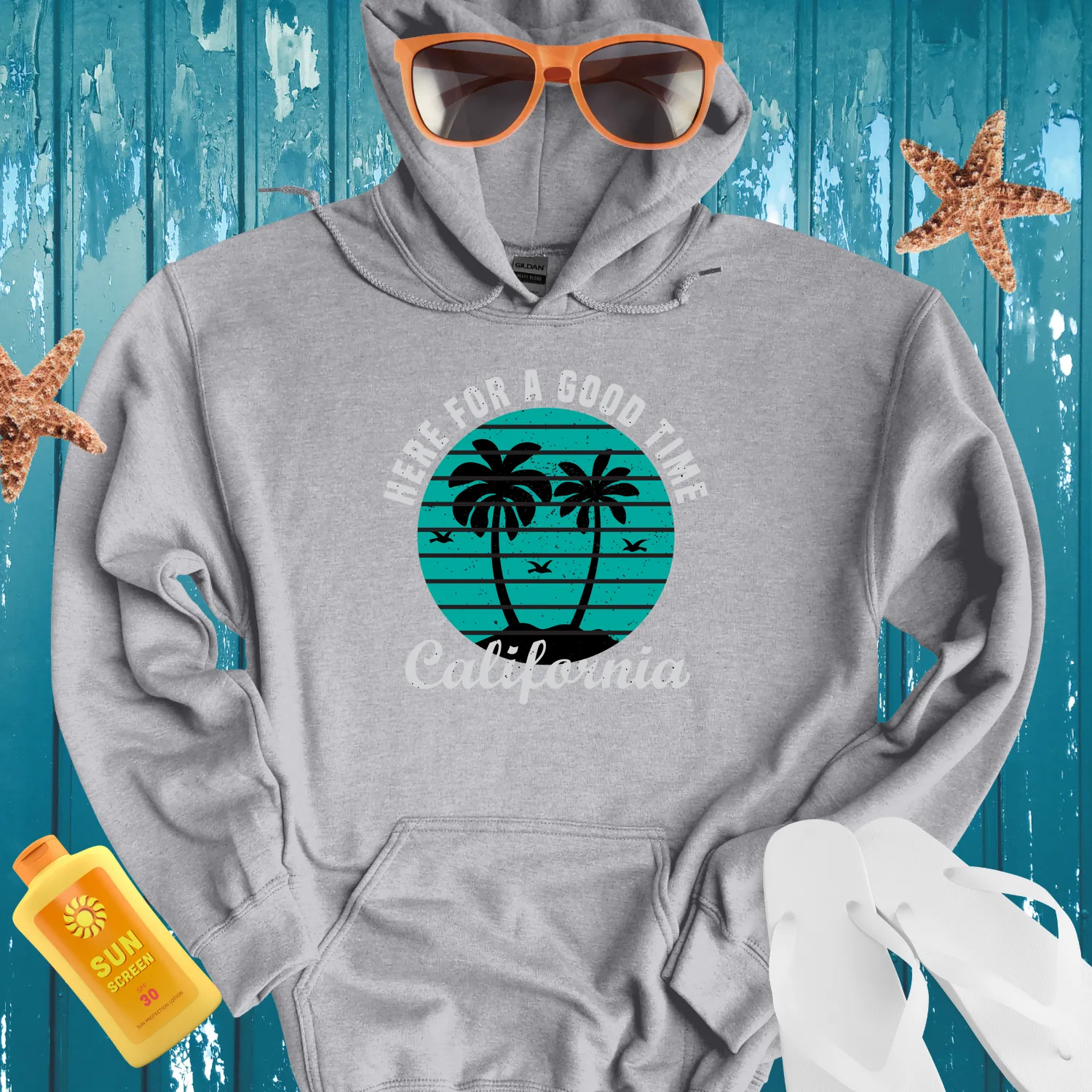 California Palm Trees Hoodie With Vintage Design