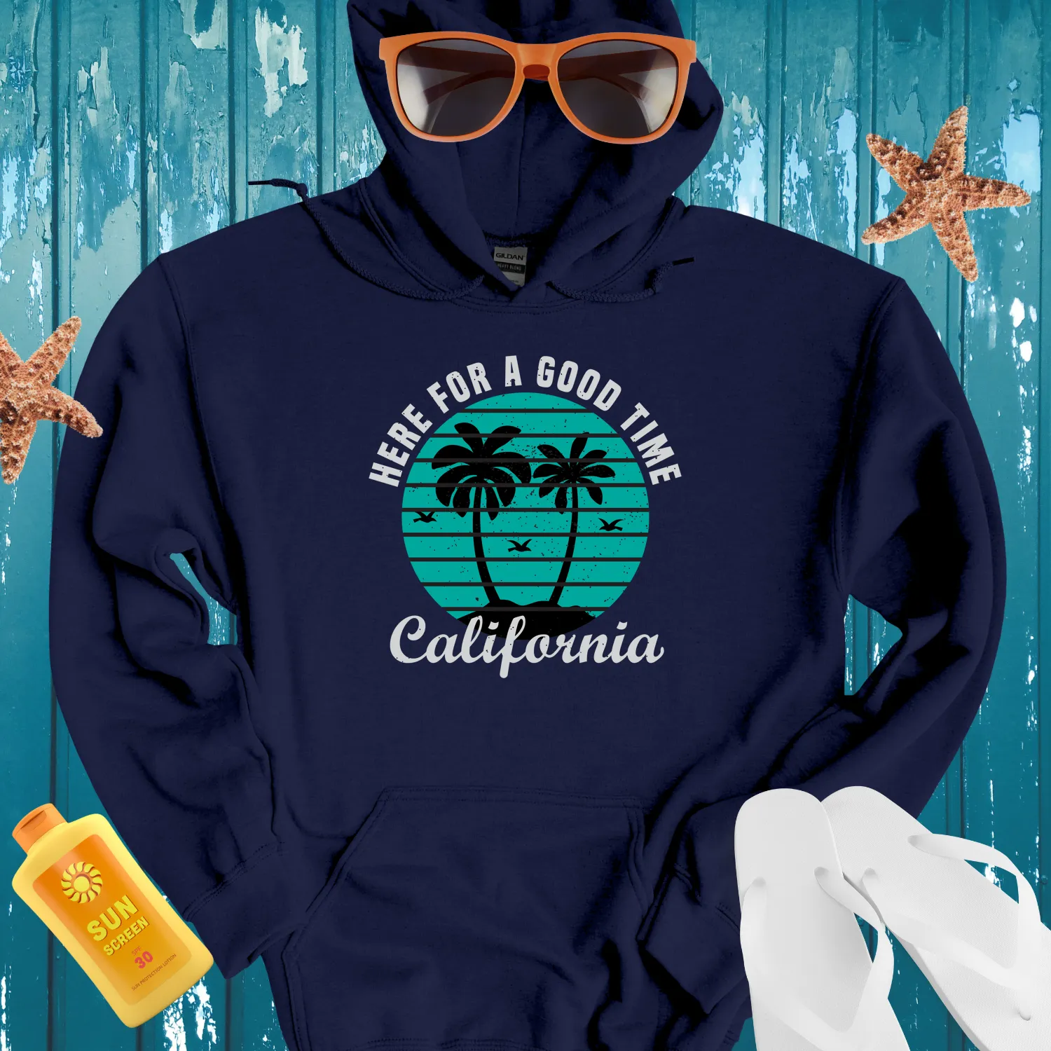 California Palm Trees Hoodie With Vintage Design
