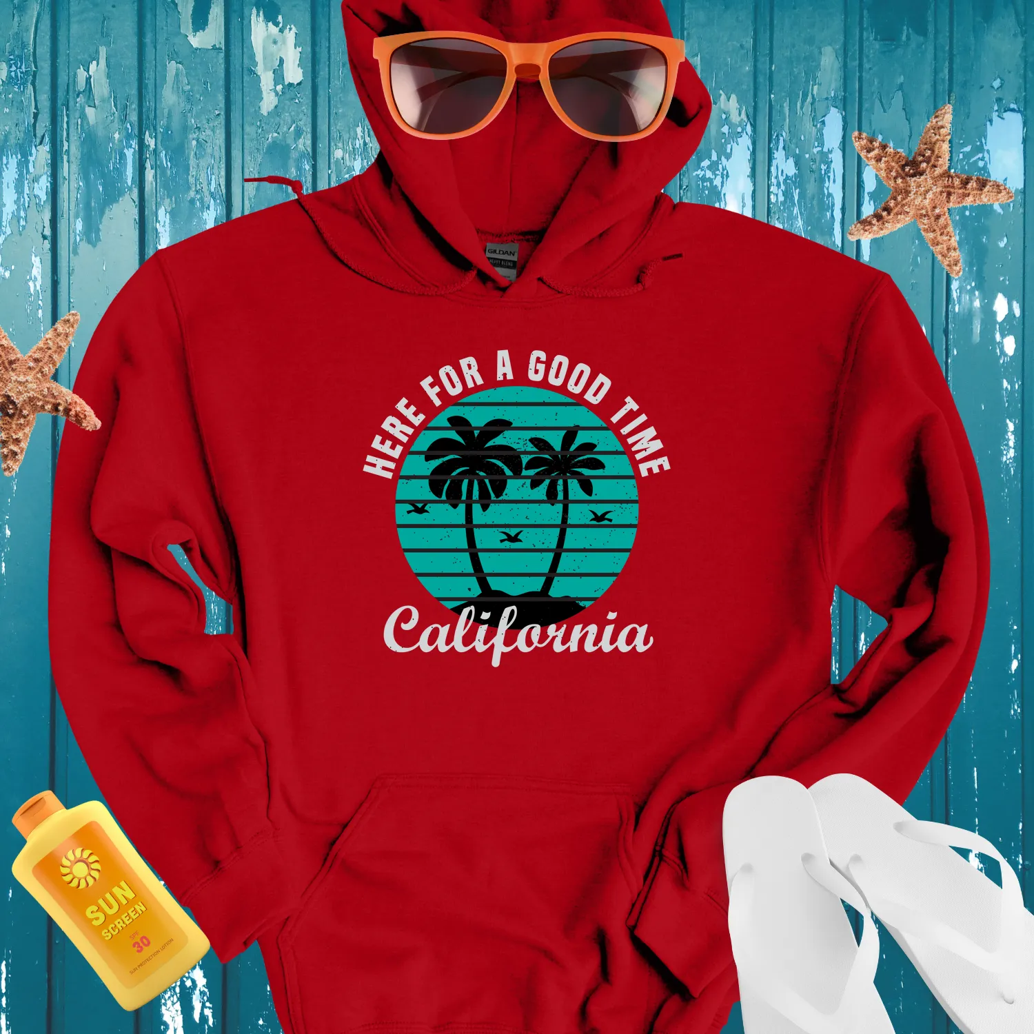 California Palm Trees Hoodie With Vintage Design