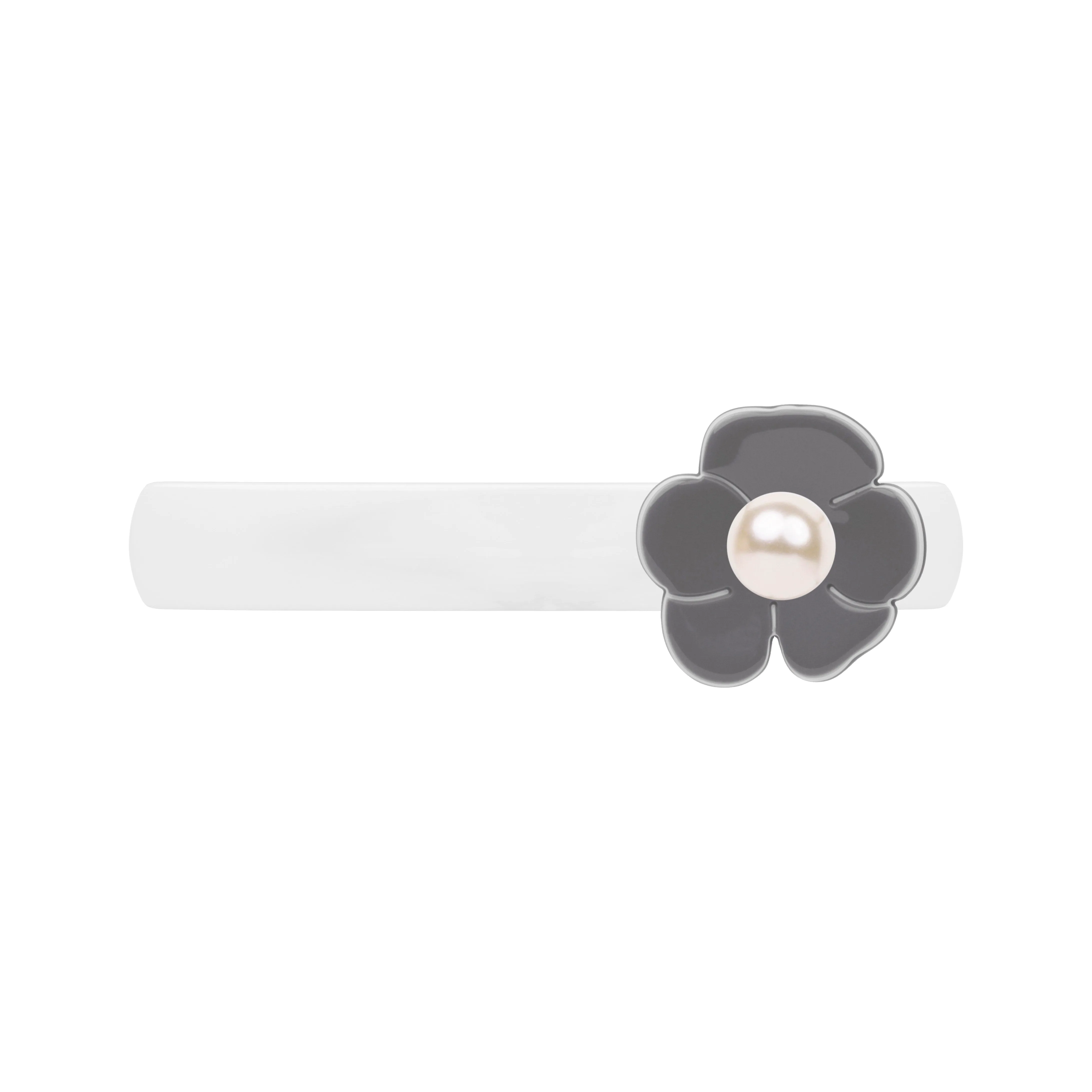 Camellia Pearl Small Grey Hair Clip