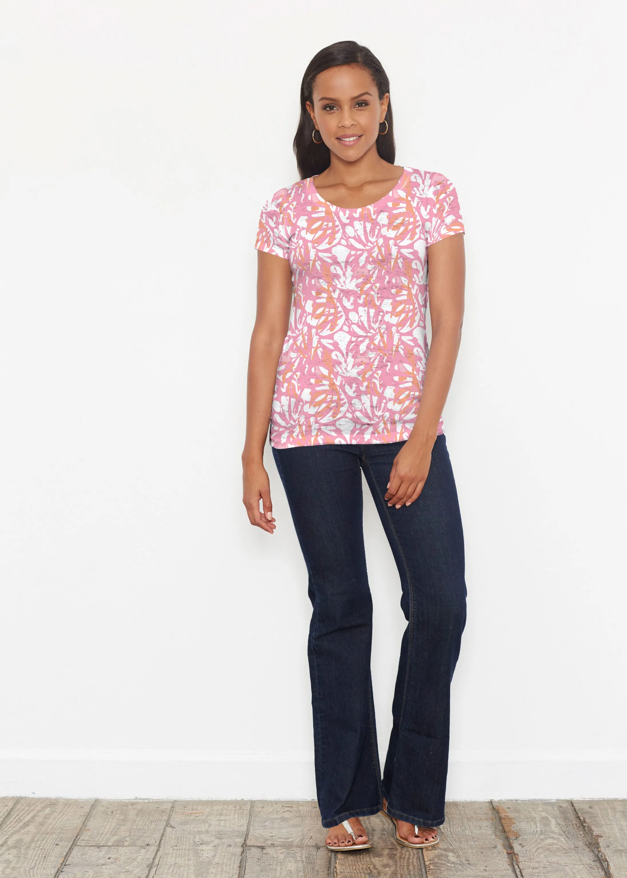 Camouflage Dots Pink (7912) ~ Short Sleeve Scoop Shirt