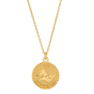 CAPRICORN ZODIAC MEDALLION NECKLACE, GOLD