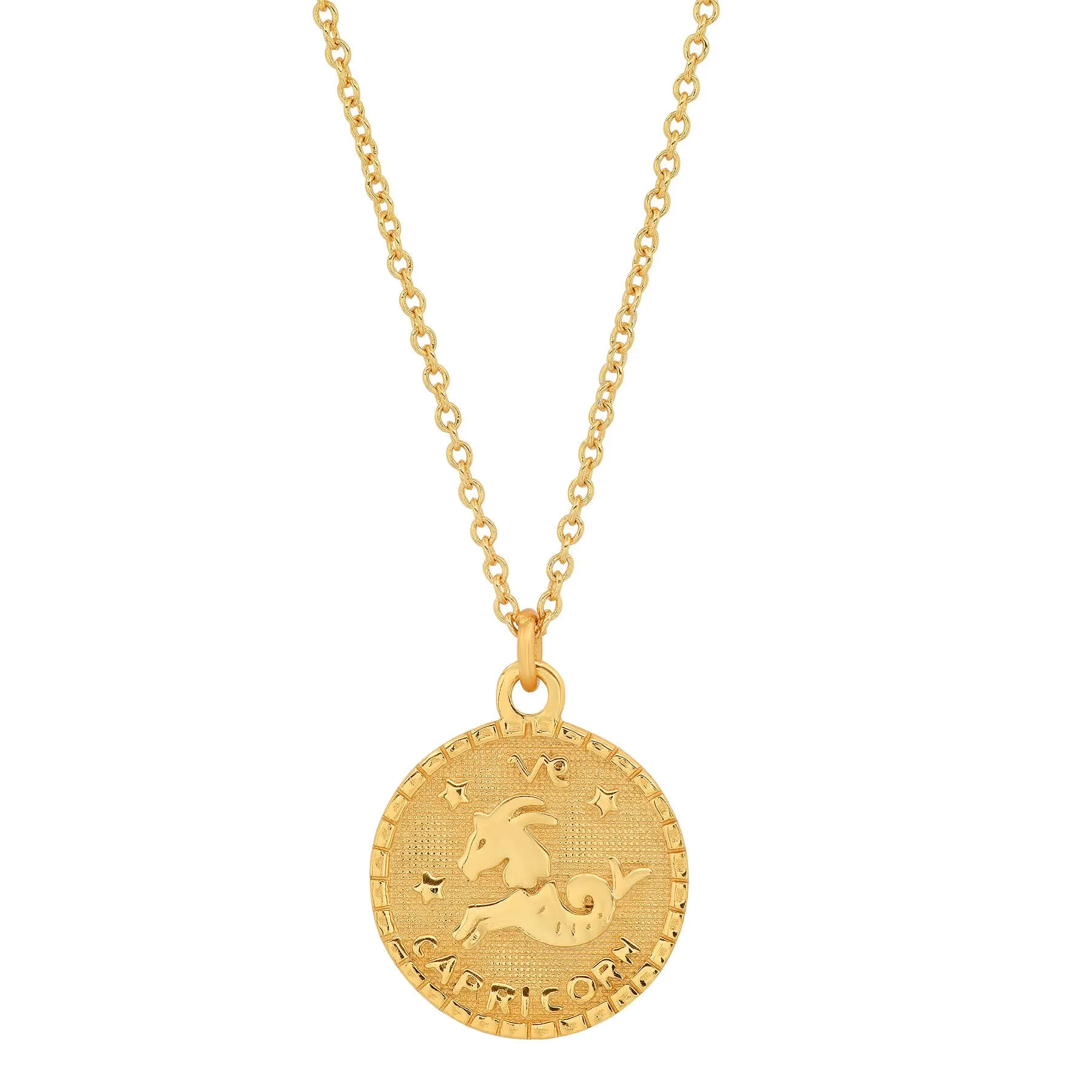 CAPRICORN ZODIAC MEDALLION NECKLACE, GOLD