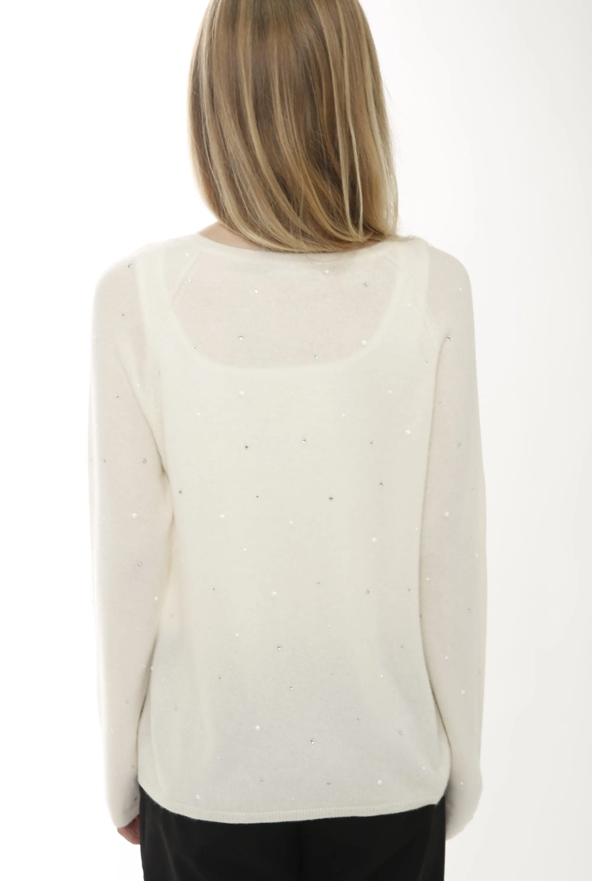 Cashmere Wool Long Sleeve Pearls & Heat Set Pullover