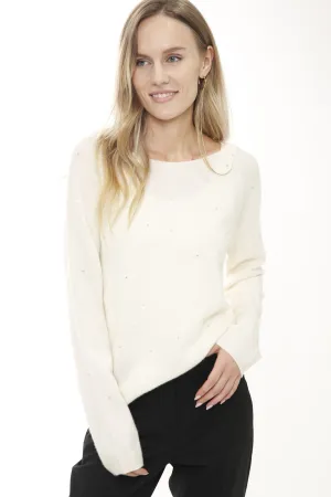 Cashmere Wool Long Sleeve Pearls & Heat Set Pullover