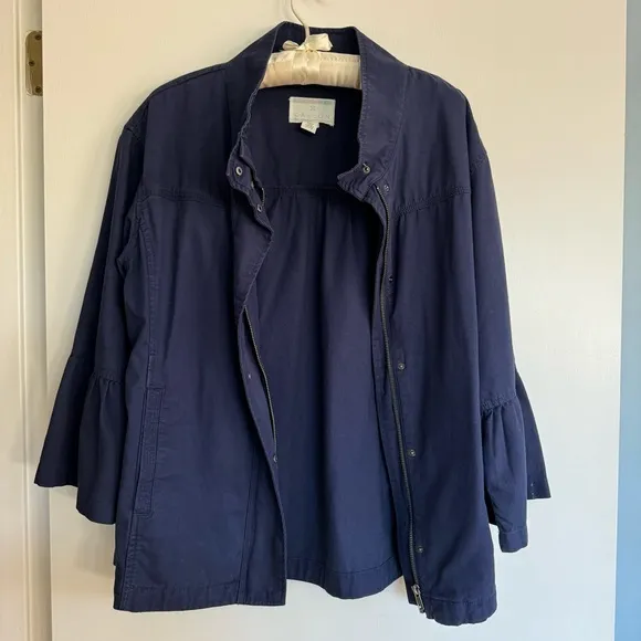 Caslon® Flare Sleeve Utility Jacket navy blue M medium statement sleeves utility