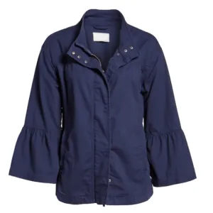Caslon® Flare Sleeve Utility Jacket navy blue M medium statement sleeves utility