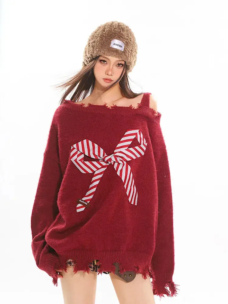 'Celebrate‘ Holiday Christmas Off Shoulder Sweater