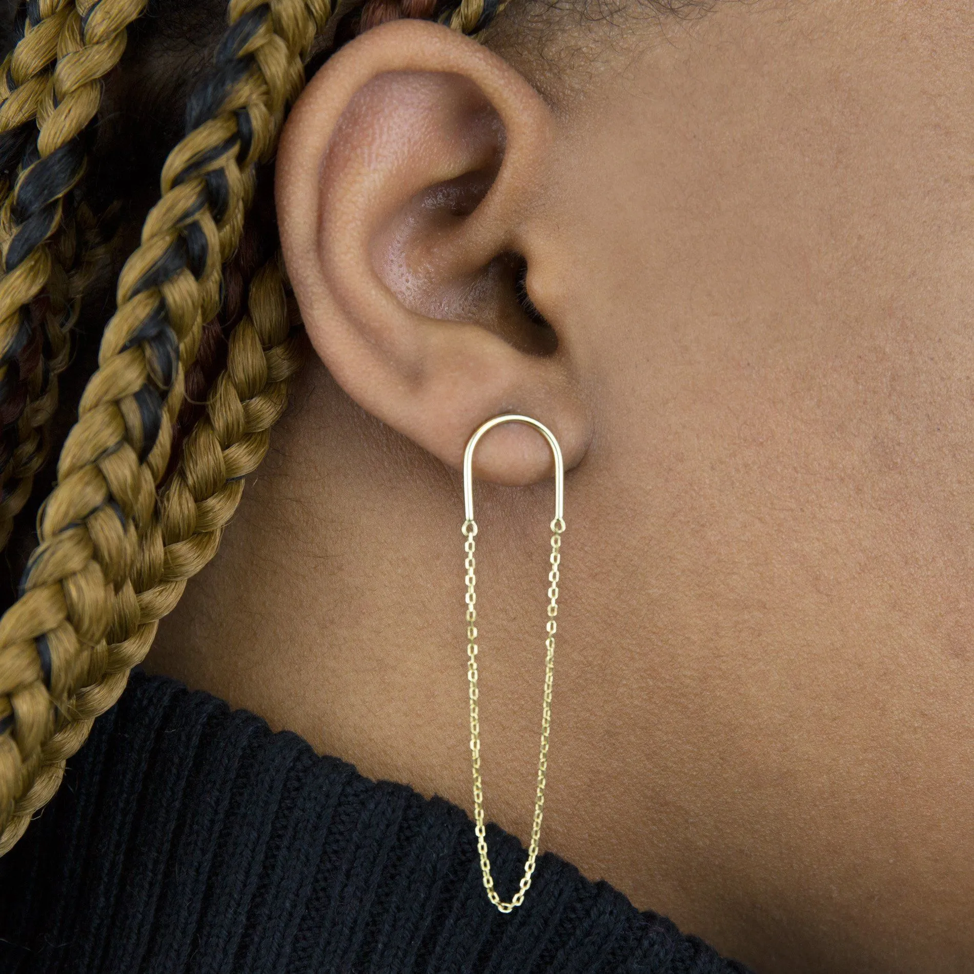 Chain Drop Stud Earring