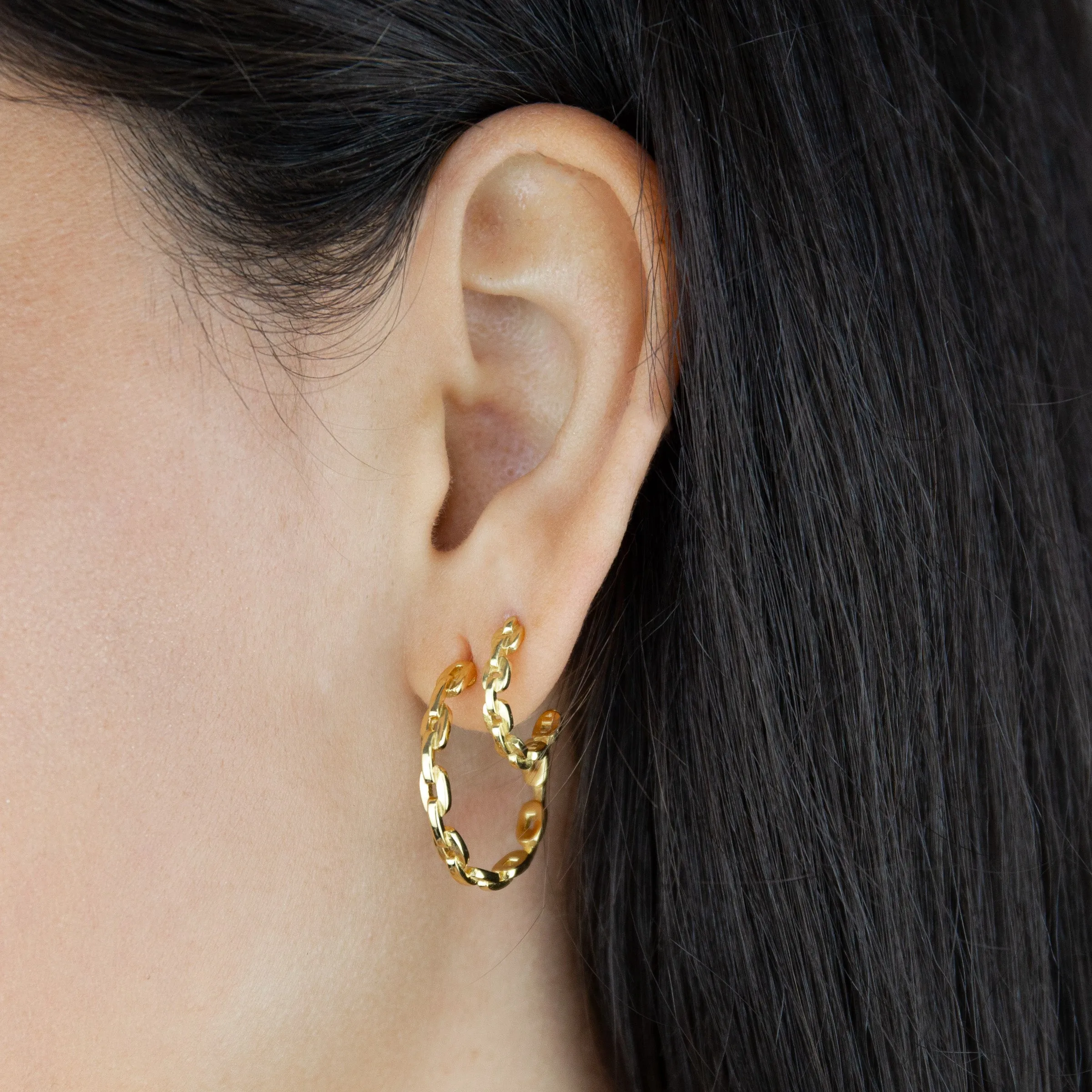 Chain Hoop Earring Combo Set