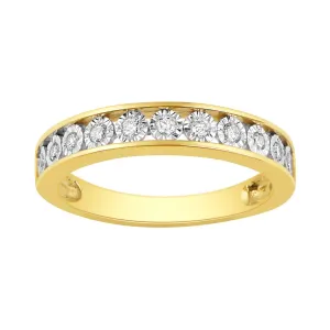 Channel Ring with 0.15ct of Diamonds in 9ct Yellow Gold