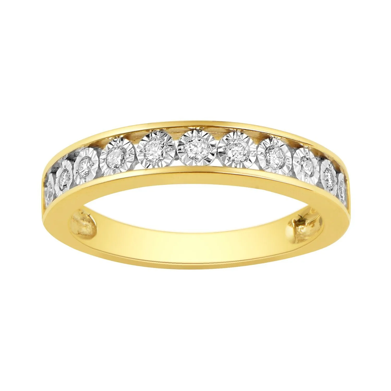 Channel Ring with 0.15ct of Diamonds in 9ct Yellow Gold