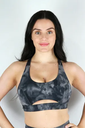 Charcoal Marble Trinity Strappy Sports Bra