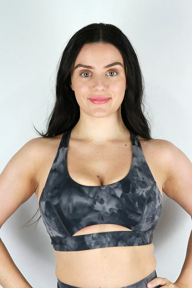 Charcoal Marble Trinity Strappy Sports Bra