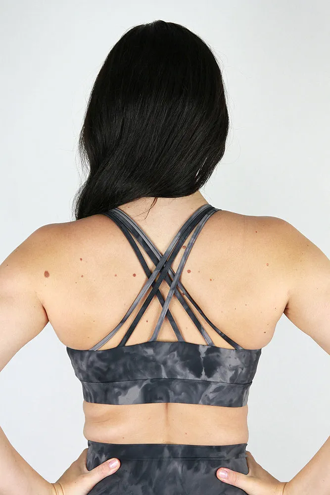 Charcoal Marble Trinity Strappy Sports Bra