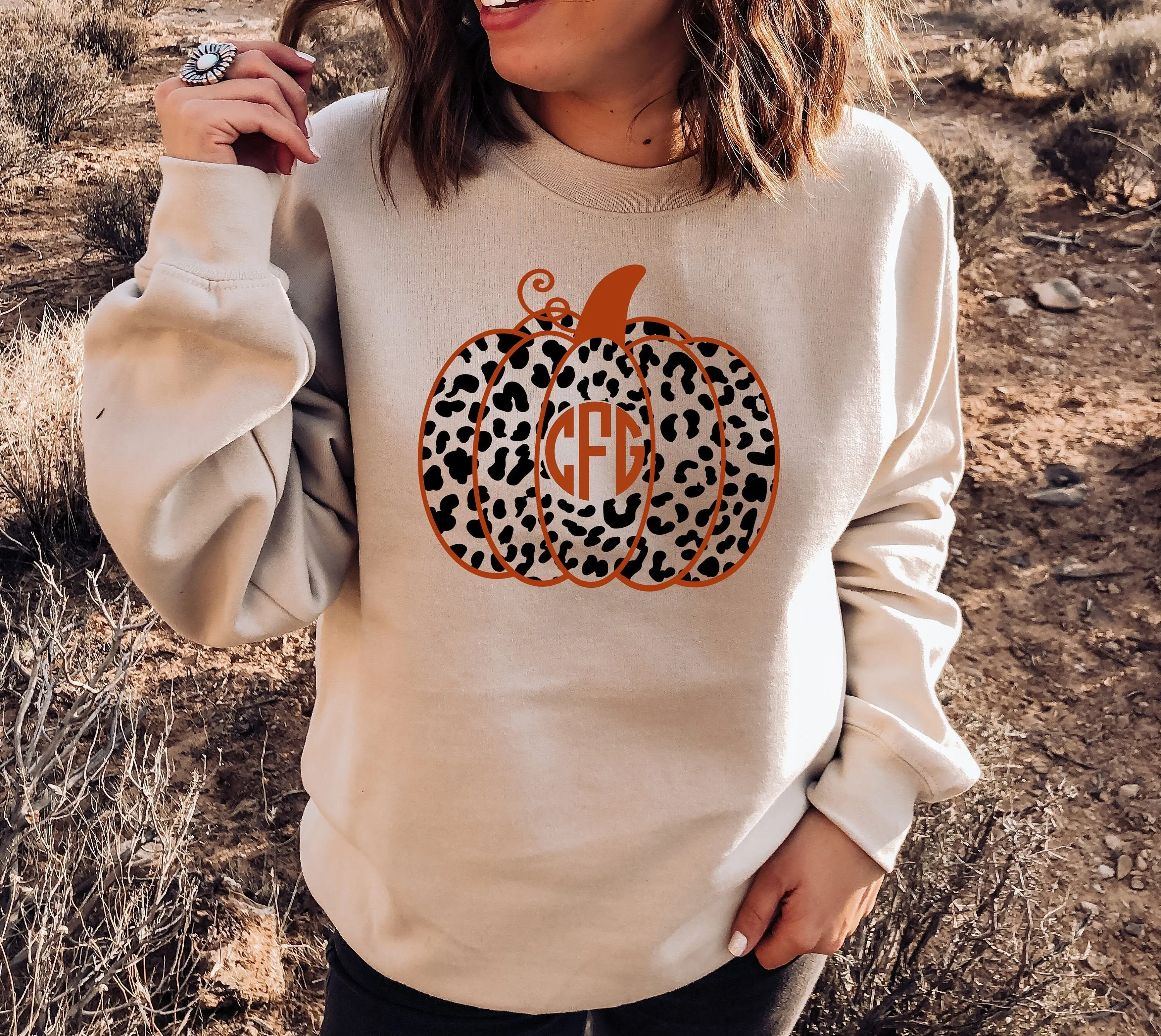 Cheetah Monogram Pumpkin Sweatshirt