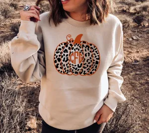 Cheetah Monogram Pumpkin Sweatshirt