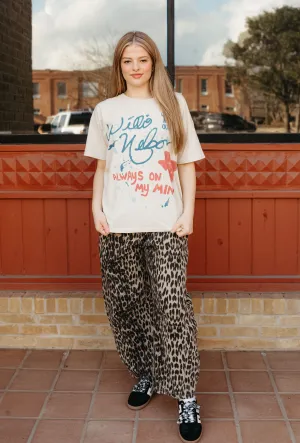 Chestnut Leopard Print Barrel Jeans PG10640