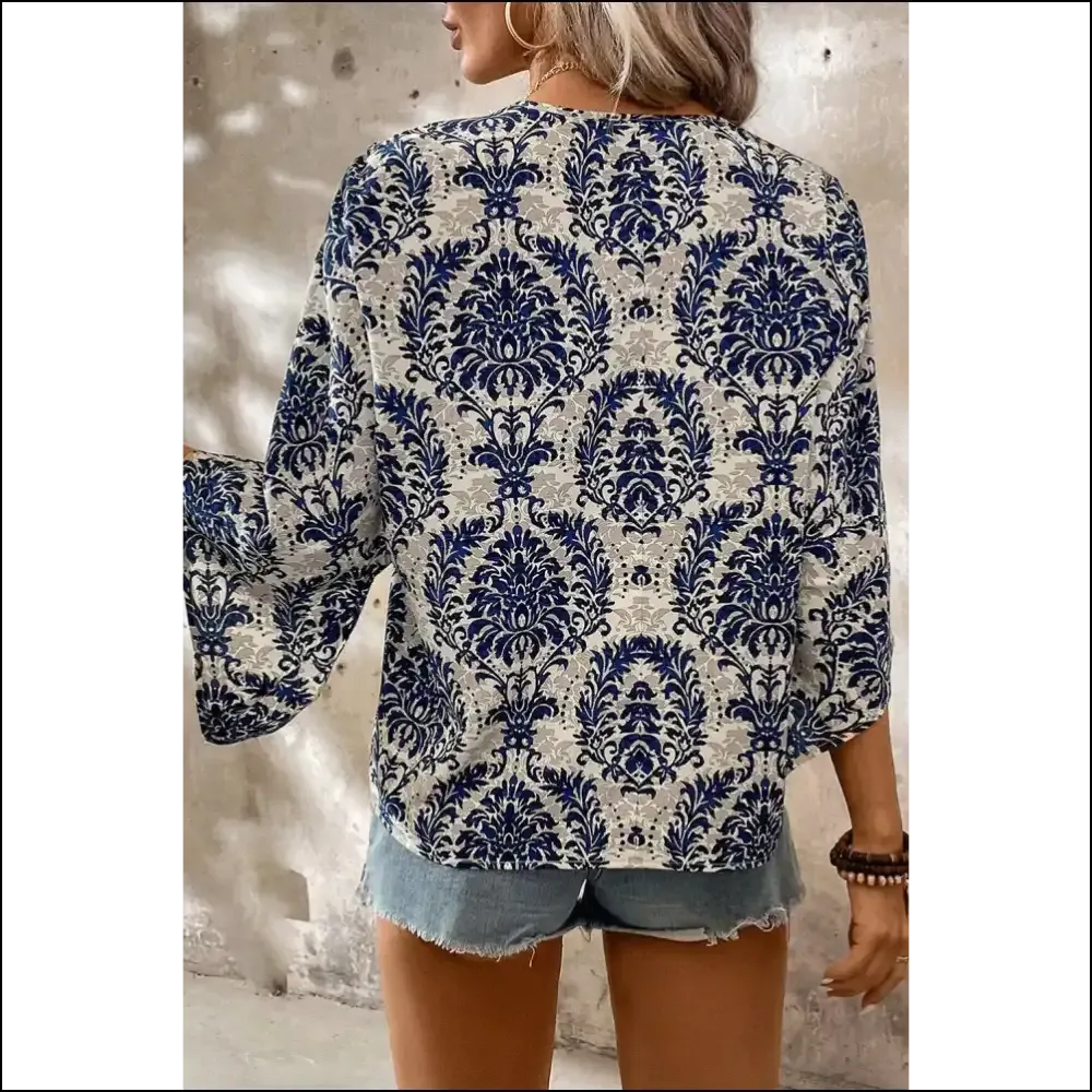 Chic Blue Bohemian Blouse Elegance Whispering Device