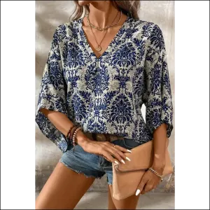 Chic Blue Bohemian Blouse Elegance Whispering Device