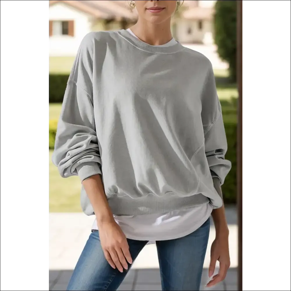 Chic Round Neck Long Sleeve Sweatshirt