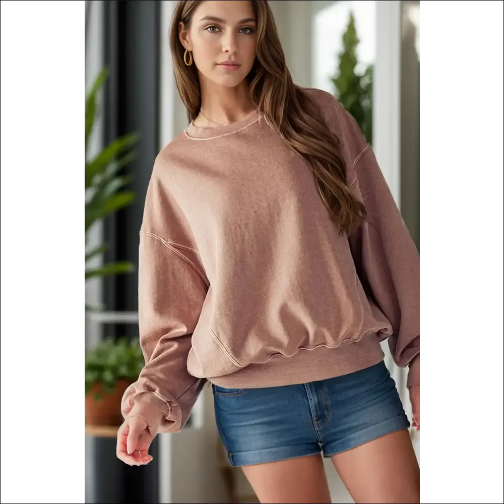 Chic Round Neck Long Sleeve Sweatshirt