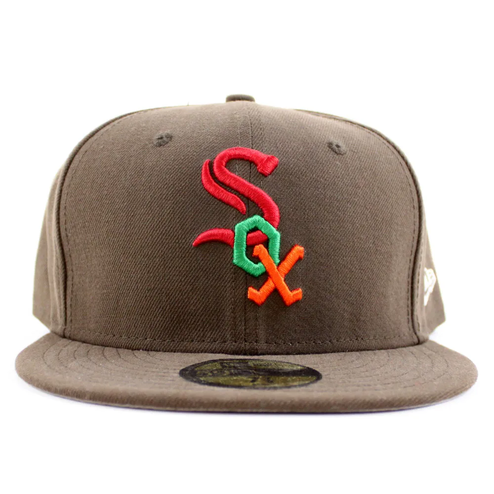 Chicago White Sox New Era Fitted 59FIFTY Hat (BROWN RED GREEN ORANGE GRAY UNDER BRIM)