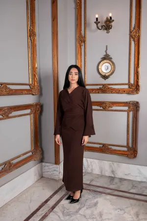 Chocolate Luxe Modest Skirt & Blouse Co-Ord